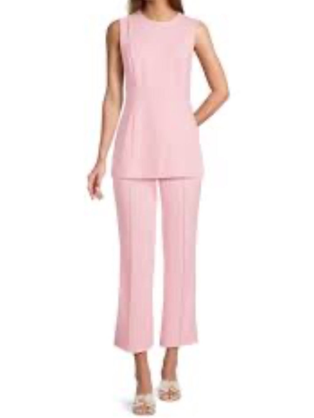 ANTONIO MELANI Pink Sleeveless Peplum Top with Straight-Leg Pants